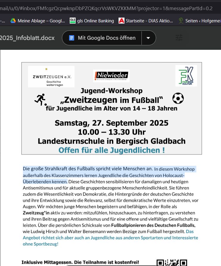 Einladung Workshop fuer Jugendliche